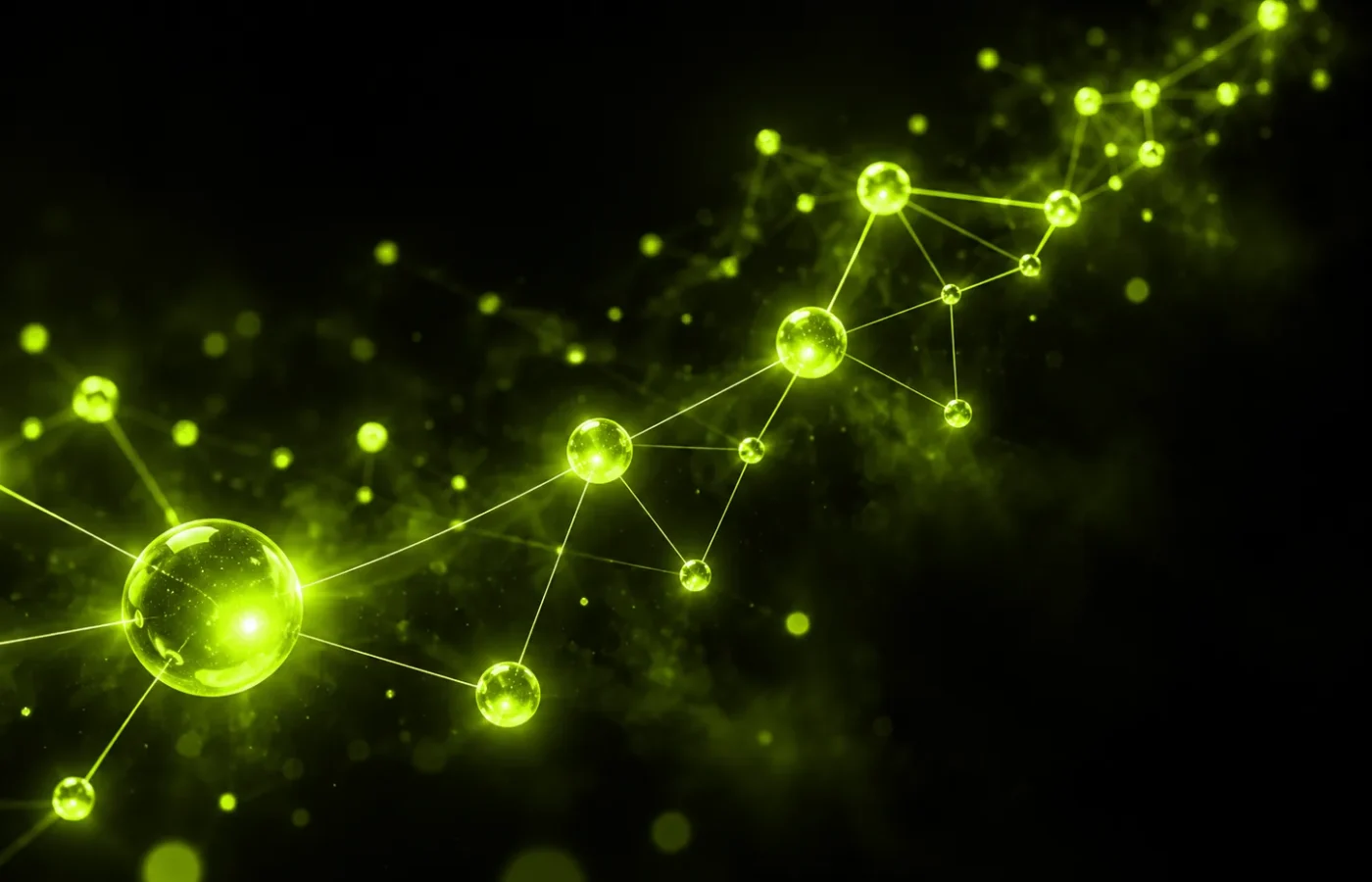 A constellation of connected nodes rising, representing the AdTrendo team