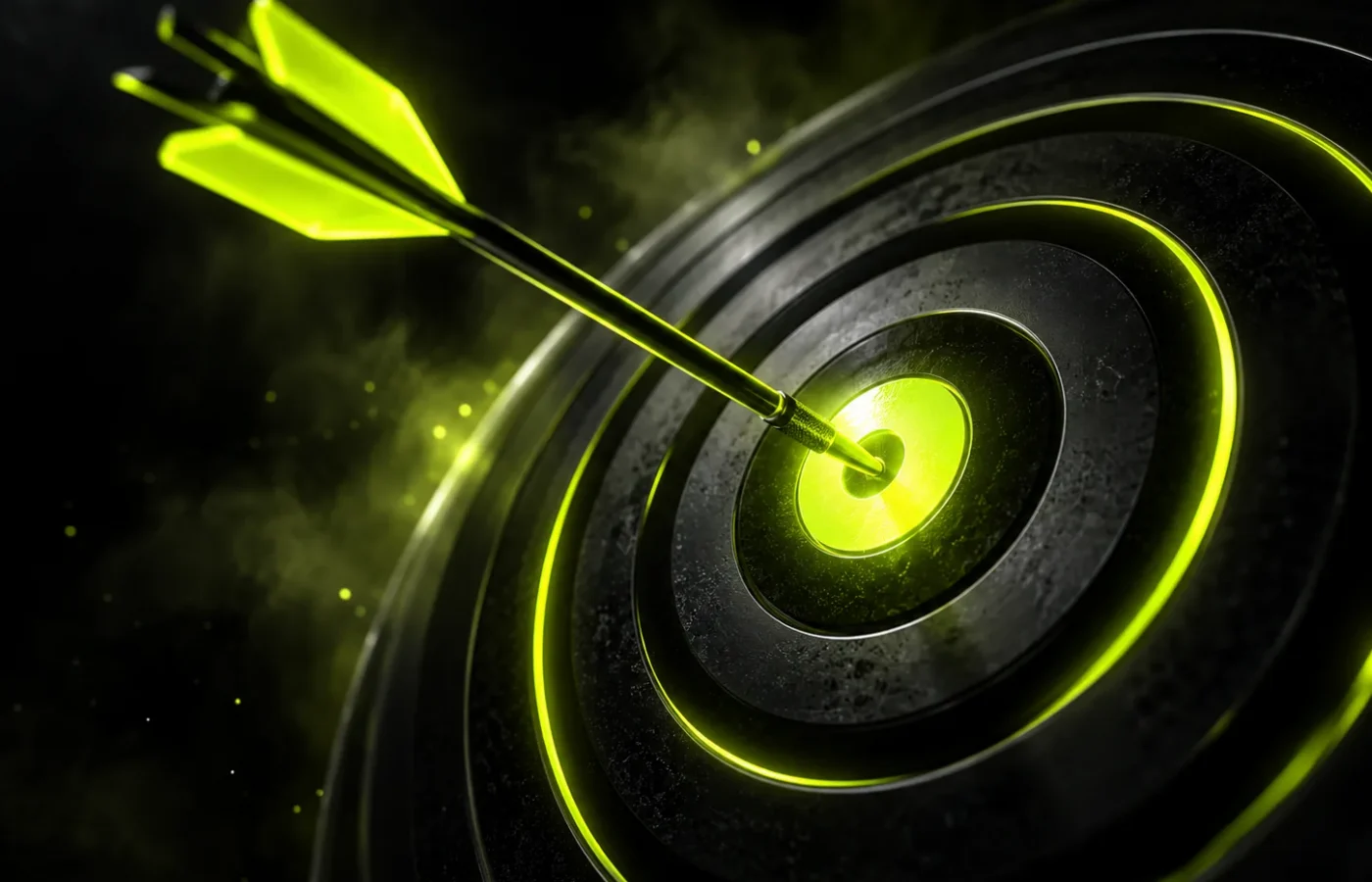 An arrow striking the centre of a target, representing paid search accuracy
