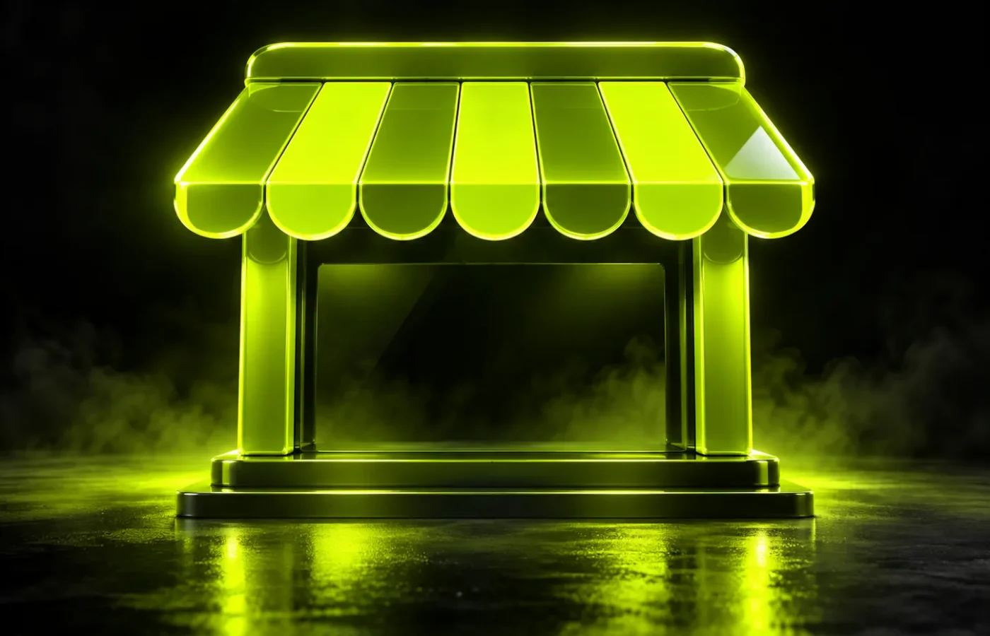 A glowing storefront awning, representing a Google Business Profile