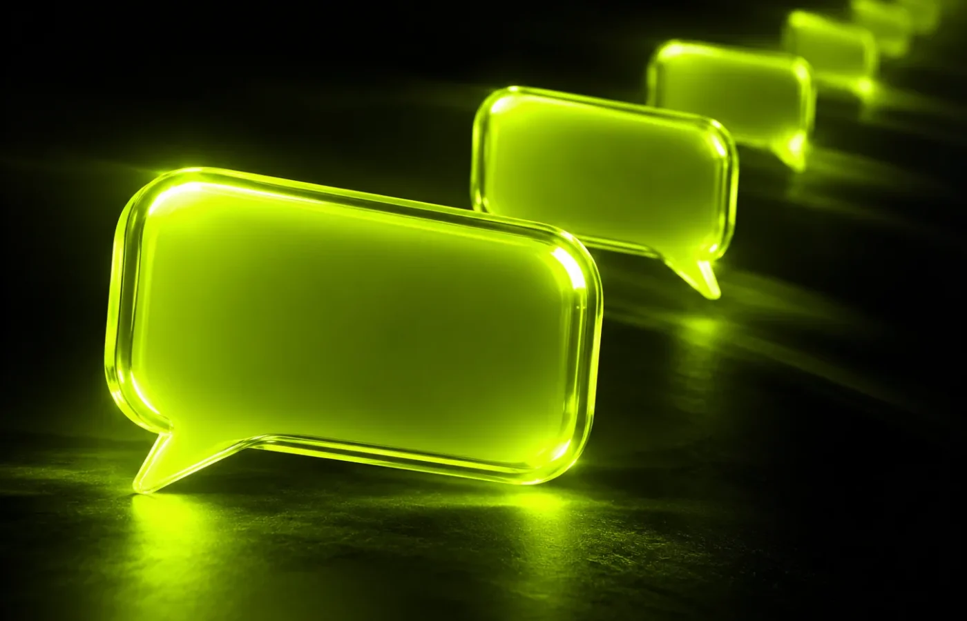 Message bubbles receding into the distance, representing bulk SMS campaigns